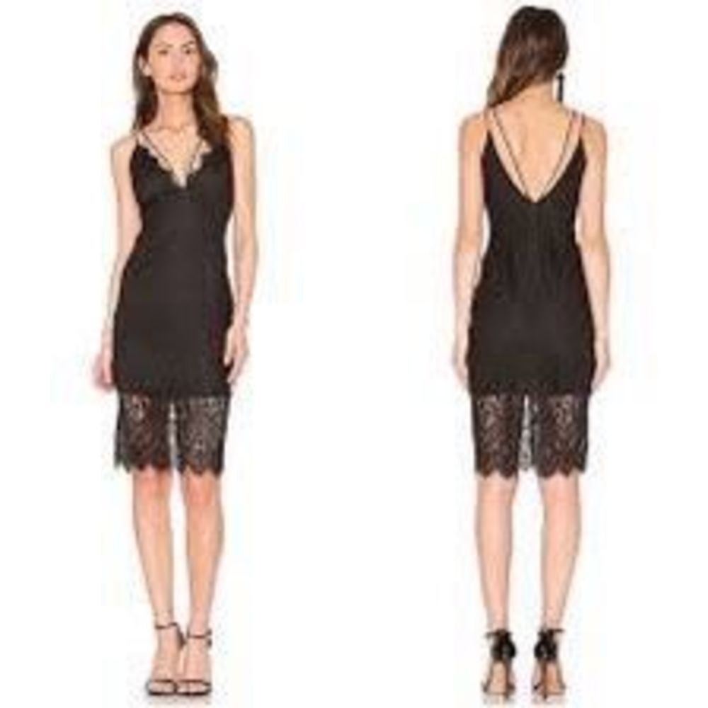 Bardot Women's Sleeveless Laced Floral Scallop Strappy Black Midi Dress Size 4 - Picture 2 of 14